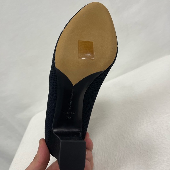 Tabitha Simmons Black Knit Stretch Comfort Anna Almond Toe Block Heels 8 NWT - Picture 9 of 12